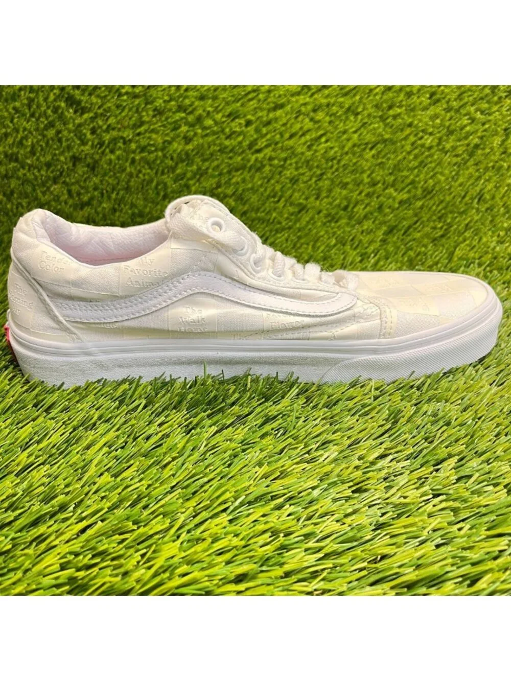 Vans Old Skool Mens Size 8.5 Beige White Athletic Walking Skate Shoes Sneakers_5